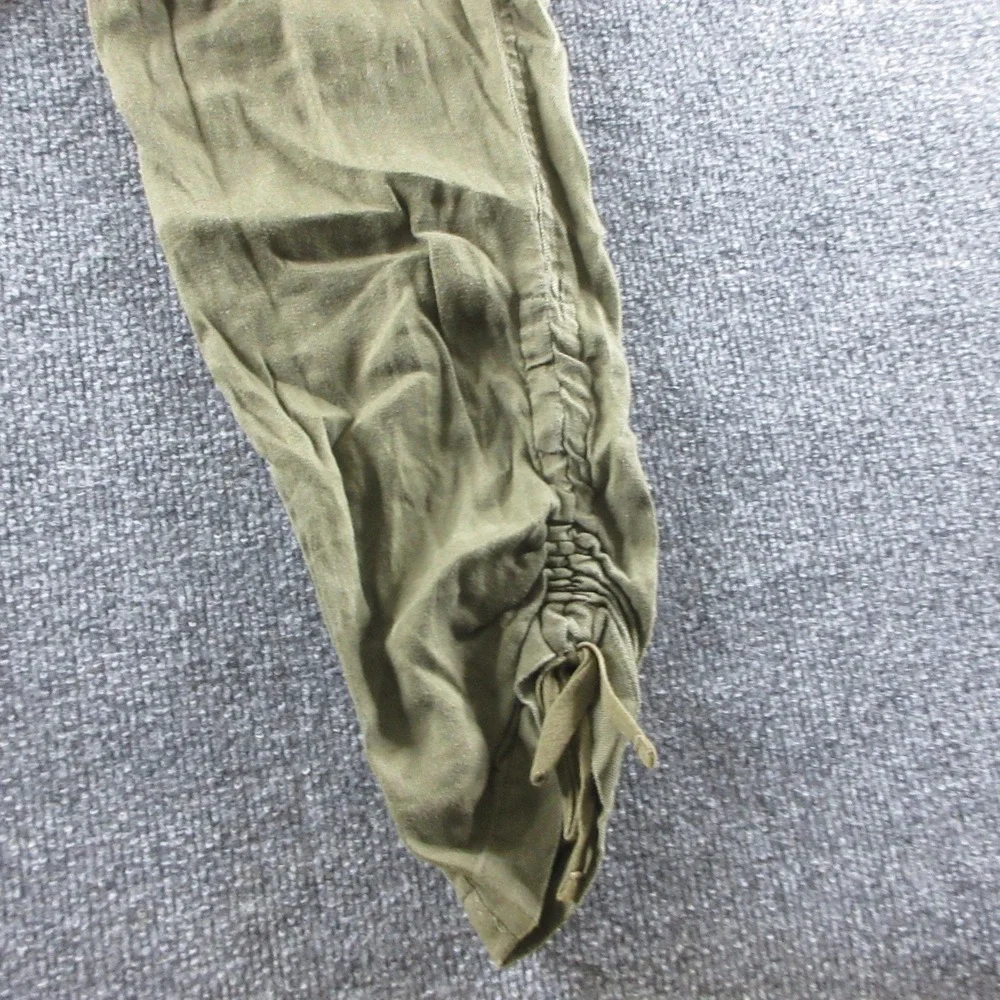 Lauren Ralph Lauren Pants Womens 4P Green Linen Viscose‎ Cargo Ruched Ankle Hem